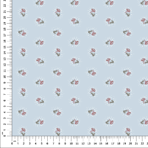 Naïve mushroom and rabbit printed fabric Ref. Niara 601